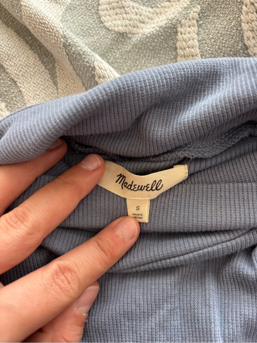 NWOT Madewell Soft Ribbed Turtleneck in Dusty Blue Cotton/modal blend - Picture 4 of 5